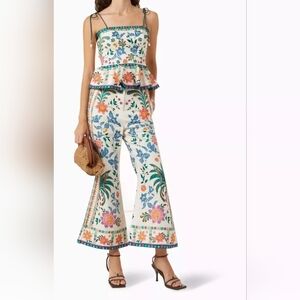 NWT‎ House of Harlow 1960 Floral Multicolor Linen Top & Pants Set Sz 6